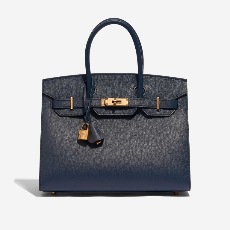 Pre-owned Hermès bag Birkin 30 Epsom Blue Indigo Blue Front | Sell your designer bag on Saclab.com