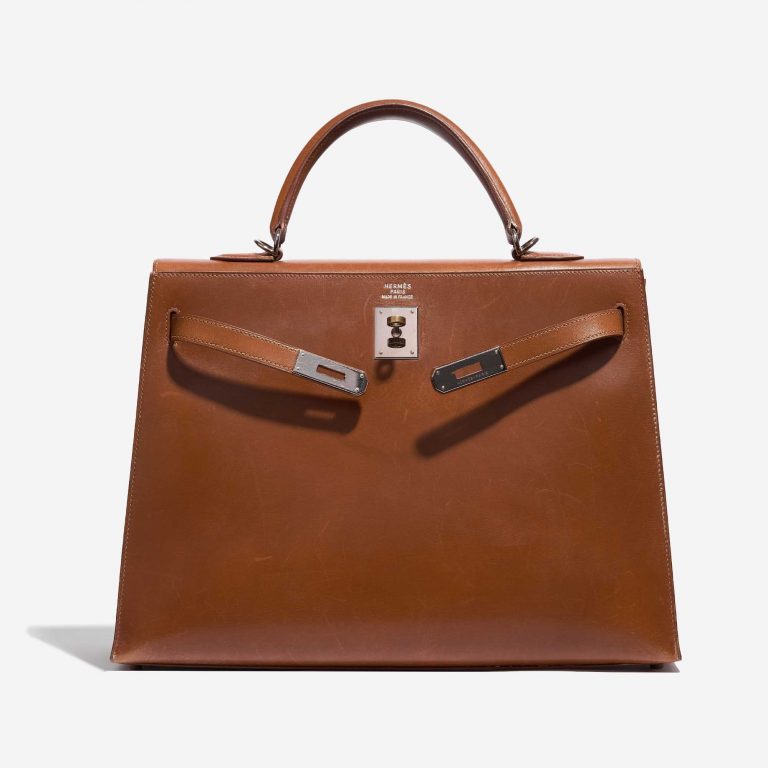 Pre-owned Hermès bag Kelly 35 Box Fauve Brown Front Open | Sell your designer bag on Saclab.com