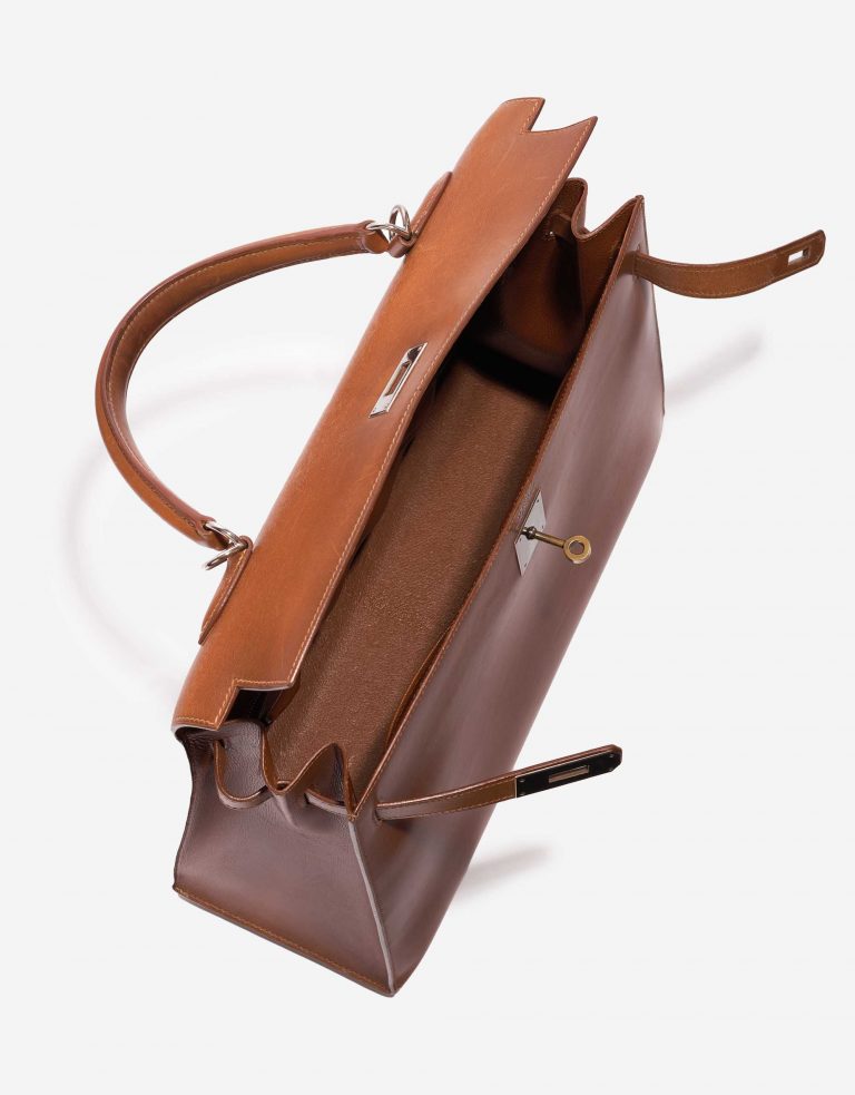 Pre-owned Hermès bag Kelly 35 Box Fauve Brown Front Open | Sell your designer bag on Saclab.com