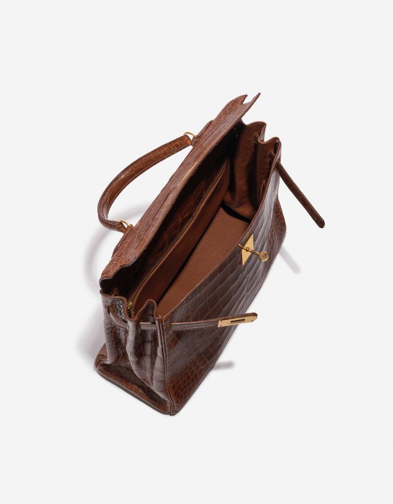 Pre-owned Hermès bag Kelly 35 Alligator Noisette Brown Inside | Sell your designer bag on Saclab.com