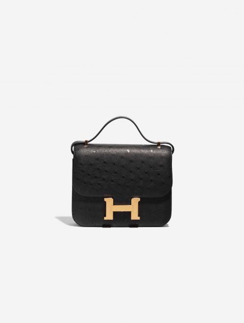 Pre-owned Hermès bag Constance 18 Ostrich Black Black Front | Sell your designer bag on Saclab.com