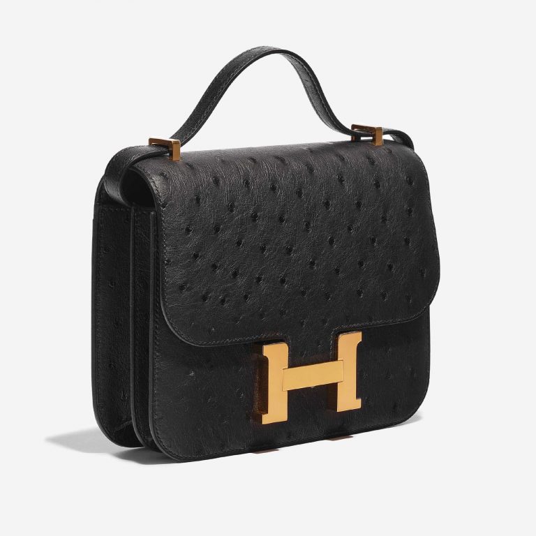 Pre-owned Hermès bag Constance 18 Ostrich Black Black Side Front | Sell your designer bag on Saclab.com