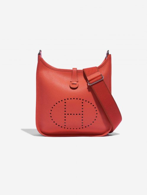 Pre-owned Hermès bag Evelyne 29 Clemence Rouge Pivoine Orange Front | Sell your designer bag on Saclab.com