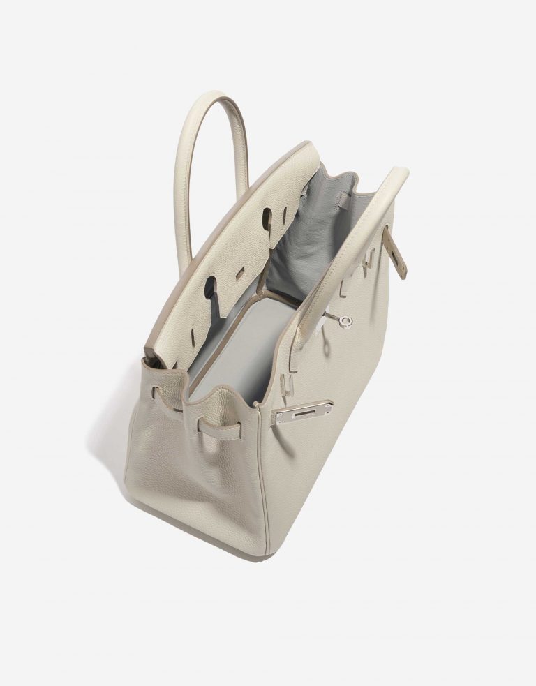 Pre-owned Hermès bag Birkin 30 HSS Togo Craie / Blue Glacier Beige Inside | Sell your designer bag on Saclab.com