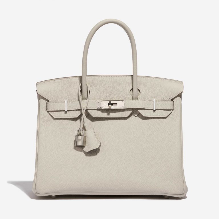 Pre-owned Hermès bag Birkin 30 HSS Togo Craie / Blue Glacier Beige Front | Sell your designer bag on Saclab.com