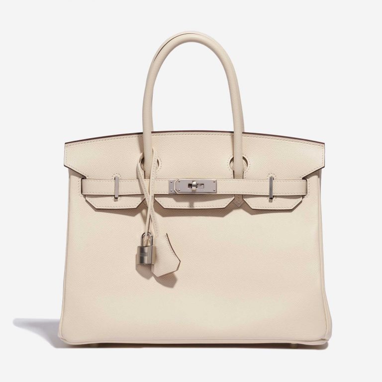 Pre-owned Hermès bag Hermes Birkin 30 Epsom Nata Beige, White Front | Sell your designer bag on Saclab.com
