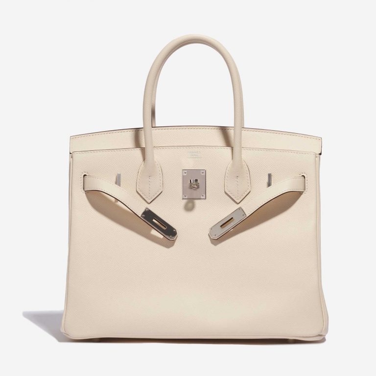 Pre-owned Hermès bag Hermes Birkin 30 Epsom Nata Beige, White Front Open | Sell your designer bag on Saclab.com