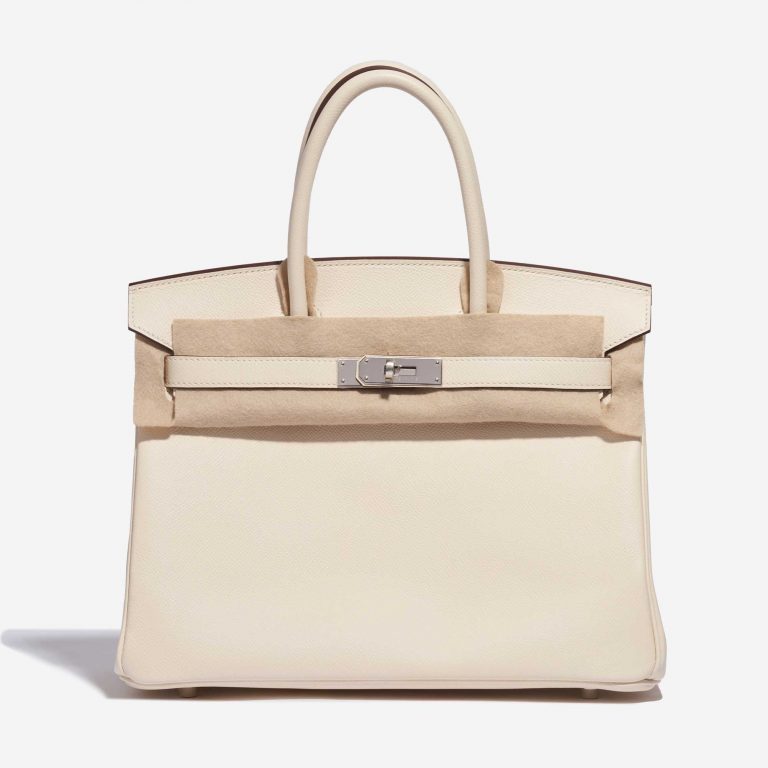 Pre-owned Hermès bag Hermes Birkin 30 Epsom Nata Beige, White Front Velt | Sell your designer bag on Saclab.com