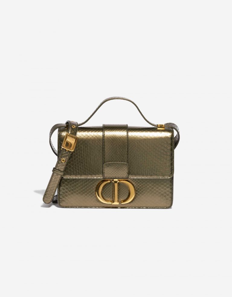 Pre-owned Dior bag 30 Montaigne Medium Python Green Metallic Green Front | Sell your designer bag on Saclab.com