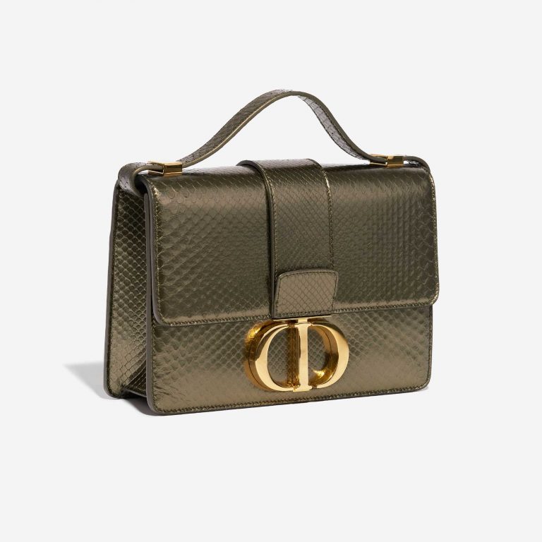 Pre-owned Dior bag 30 Montaigne Medium Python Green Metallic Green Side Front | Sell your designer bag on Saclab.com