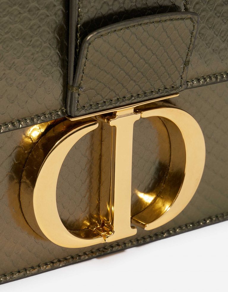 Pre-owned Dior bag 30 Montaigne Medium Python Green Metallic Green Closing System | Sell your designer bag on Saclab.com