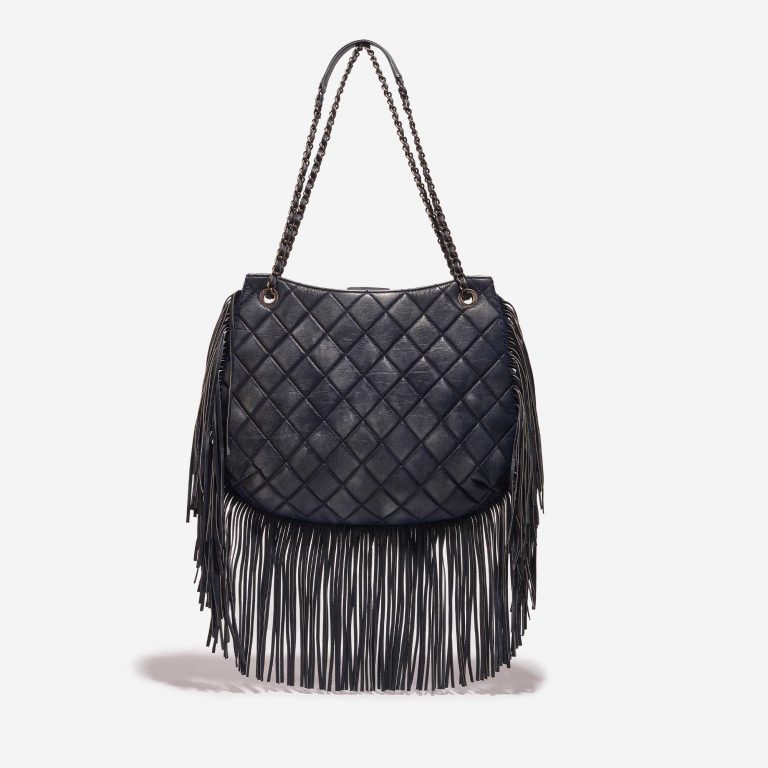 Pre-owned Chanel bag Shopping Tote Lamb Dark Blue Blue Back | Sell your designer bag on Saclab.com