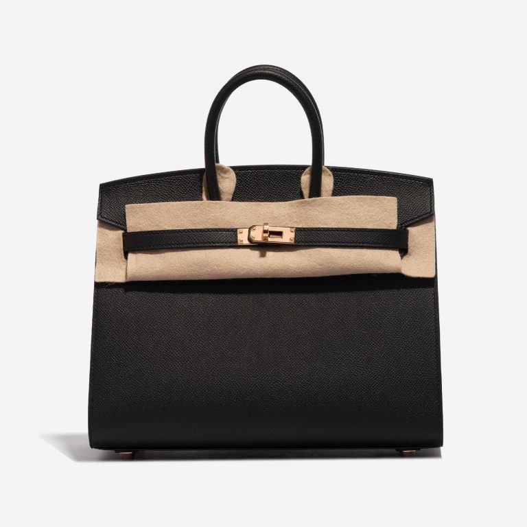 Pre-owned Hermès bag Birkin 25 HSS Epsom Black / Jaune Ambre Black Front Velt | Sell your designer bag on Saclab.com