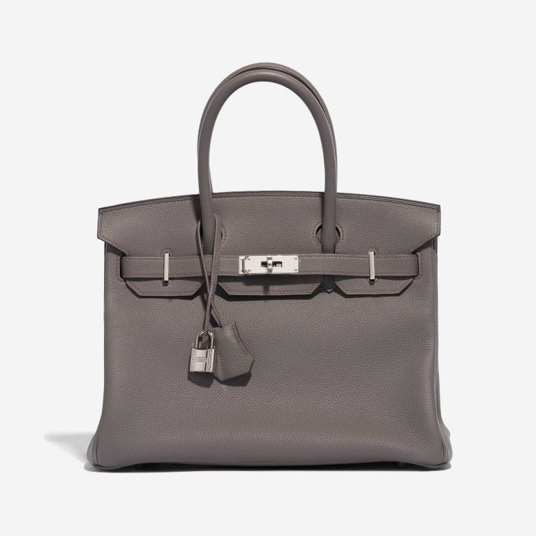 Pre-owned Hermès bag Birkin 30 Togo Gris Etain Grey Front | Sell your designer bag on Saclab.com