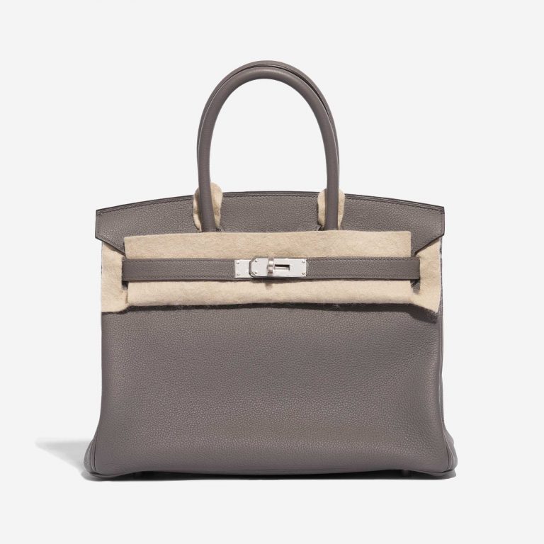 Pre-owned Hermès bag Birkin 30 Togo Gris Etain Grey Front Velt | Sell your designer bag on Saclab.com