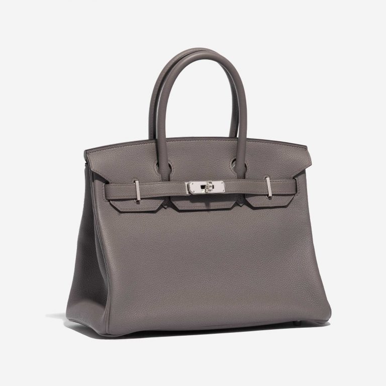 Pre-owned Hermès bag Birkin 30 Togo Gris Etain Grey Side Front | Sell your designer bag on Saclab.com