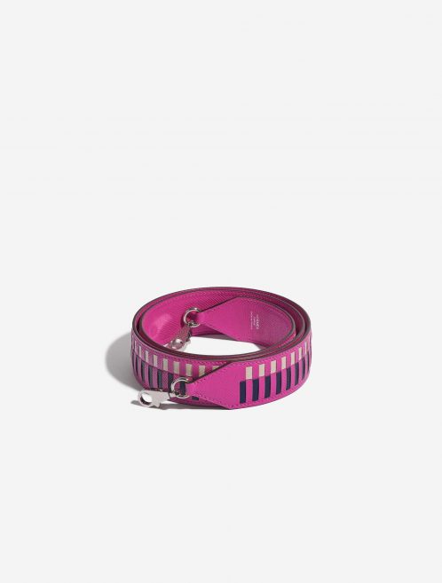 Pre-owned Hermès bag Strap 111 Epsom Magnolia / Blue Saphir / Craie Blue, Rose Front | Sell your designer bag on Saclab.com
