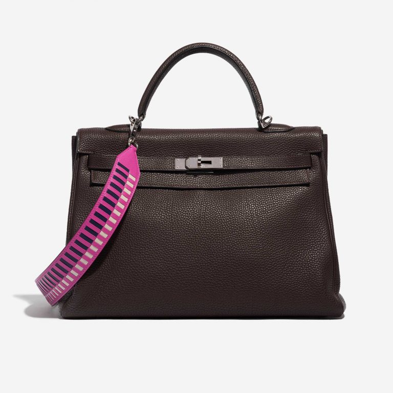 Pre-owned Hermès bag Strap 111 Epsom Magnolia / Blue Saphir / Craie Blue, Rose Side Front | Sell your designer bag on Saclab.com
