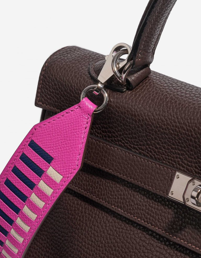 Pre-owned Hermès bag Strap 111 Epsom Magnolia / Blue Saphir / Craie Blue, Rose Side Front | Sell your designer bag on Saclab.com