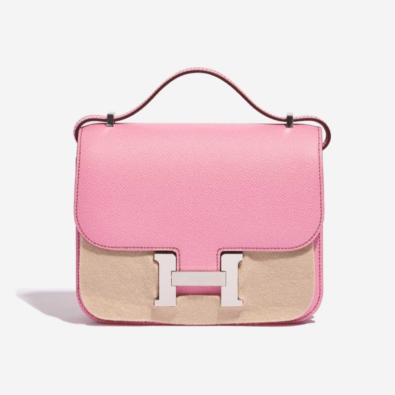Pre-owned Hermès bag Constance 18 Epsom 5P Bubblegum Pink Front Velt | Sell your designer bag on Saclab.com