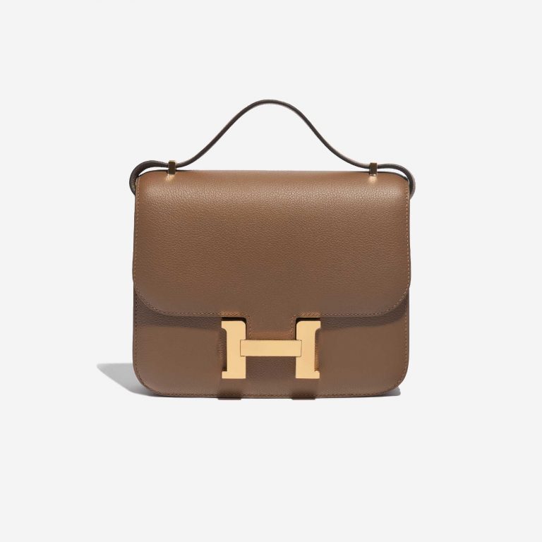 Pre-owned Hermès bag Constance 18 Evercolor Beige de Weimar Brown Front | Sell your designer bag on Saclab.com
