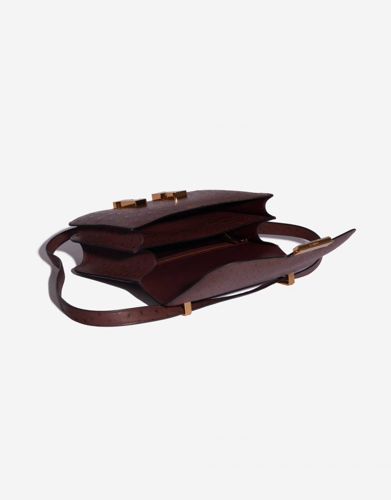 Pre-owned Hermès bag Constance 24 Ostrich Rouge Sellier Brown Inside | Sell your designer bag on Saclab.com