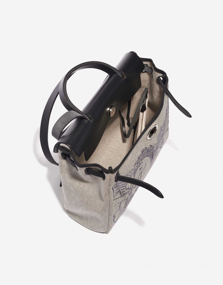 Pre-owned Hermès bag Herbag 31 Pégase Pop Toile / Vache Hunter Black / Blue Indigo Multicolour Inside | Sell your designer bag on Saclab.com