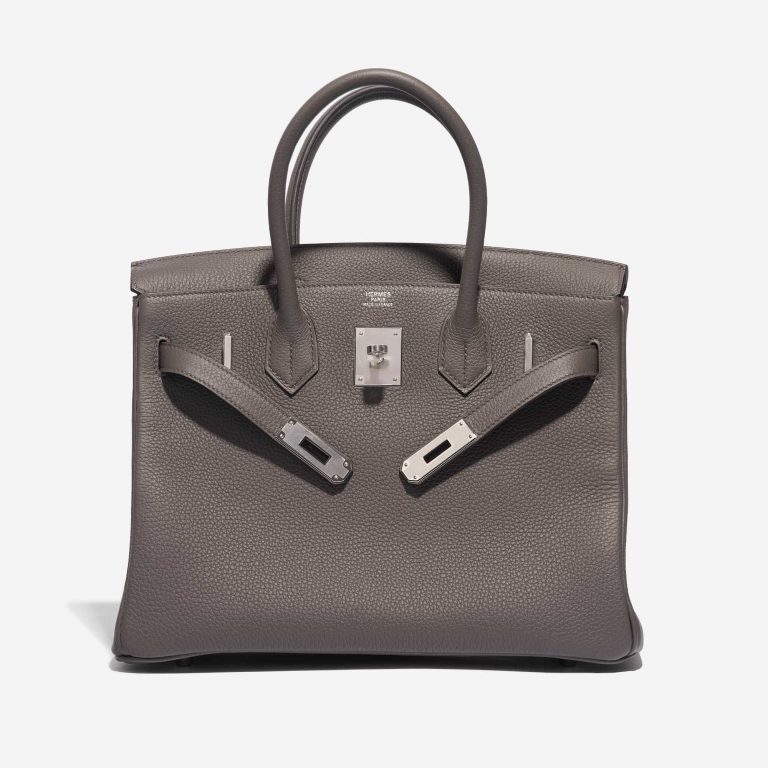 Pre-owned Hermès bag Birkin 30 Togo Gris Étain Front Open | Sell your designer bag on Saclab.com