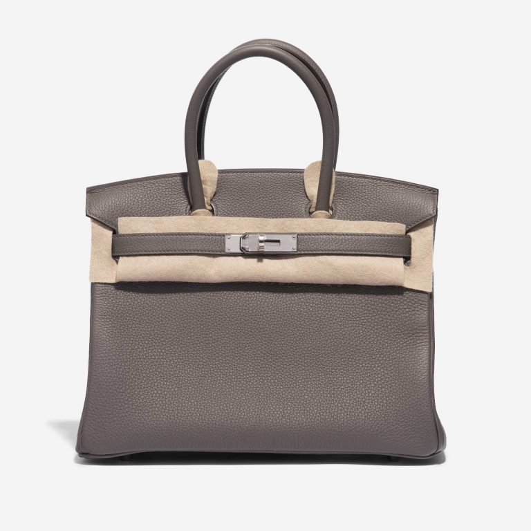 Pre-owned Hermès bag Birkin 30 Togo Gris Étain Front Velt | Sell your designer bag on Saclab.com