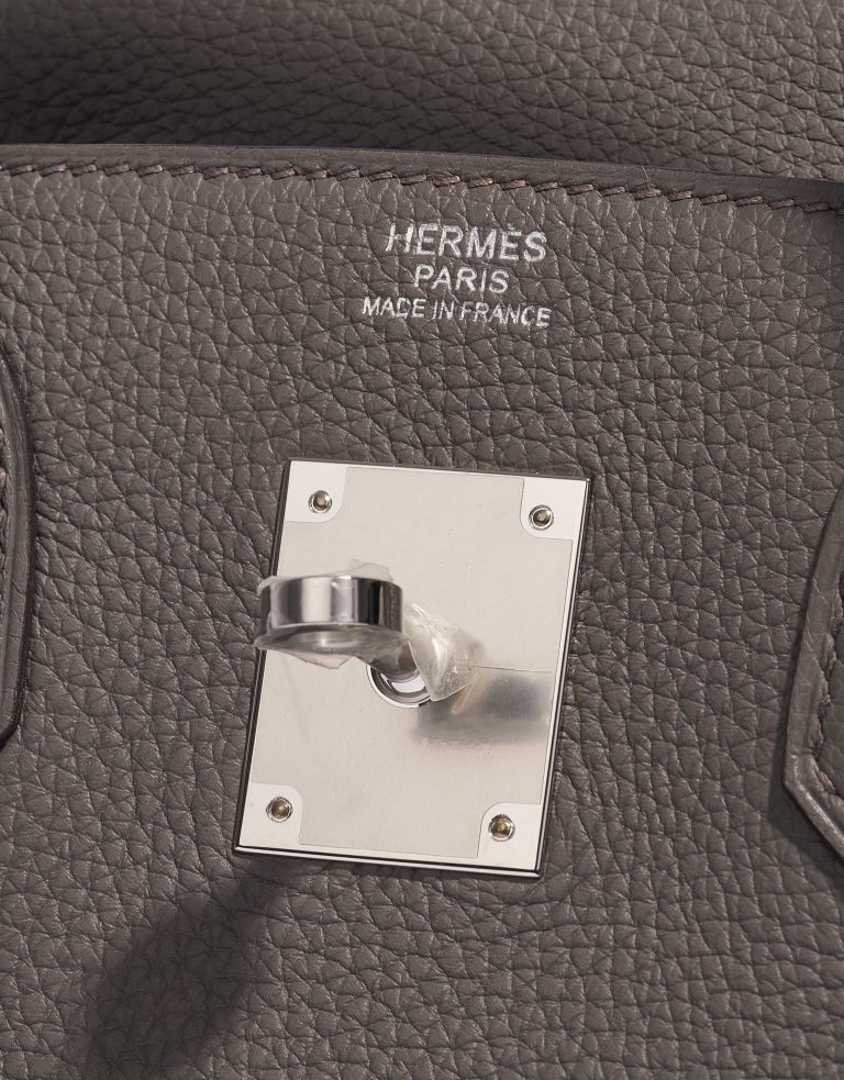 Pre-owned Hermès bag Birkin 30 Togo Gris Étain Logo | Sell your designer bag on Saclab.com