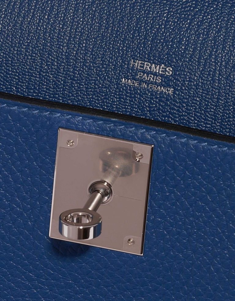 Pre-owned Hermès bag Jypsière 28 Clemence Deep Blue Blue Logo | Sell your designer bag on Saclab.com