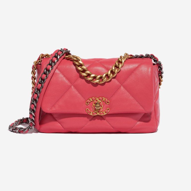 Pre-owned Chanel bag 19 Flap Bag Lamb Pink Pink Front | Sell your designer bag on Saclab.com