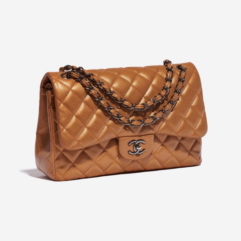 Pre-owned Chanel bag Timeless Jumbo Caviar Copper Gold, Orange Side Front | Sell your designer bag on Saclab.com