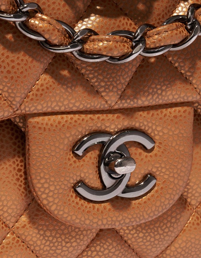 Pre-owned Chanel bag Timeless Jumbo Caviar Copper Gold, Orange Closing System | Sell your designer bag on Saclab.com