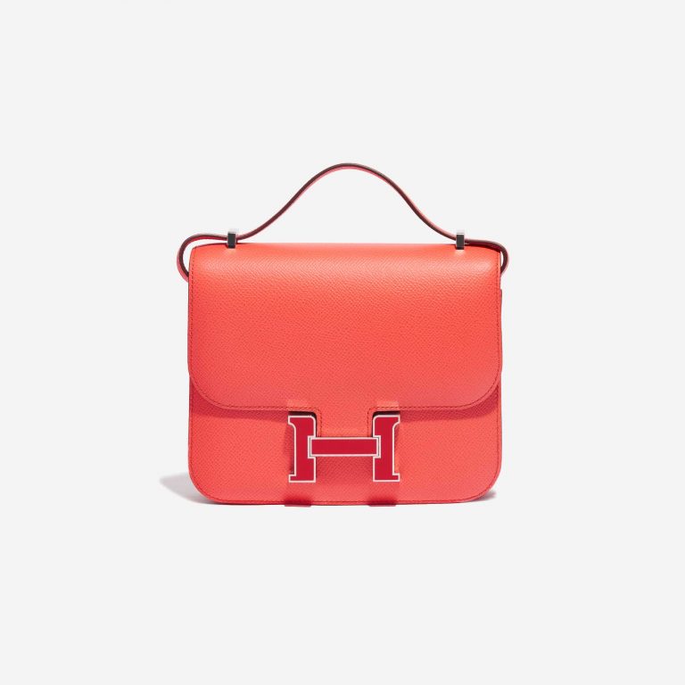 Pre-owned Hermès bag Constance 18 Epsom Rose Texas / Rouge de Coeur Red, Rose Front | Sell your designer bag on Saclab.com