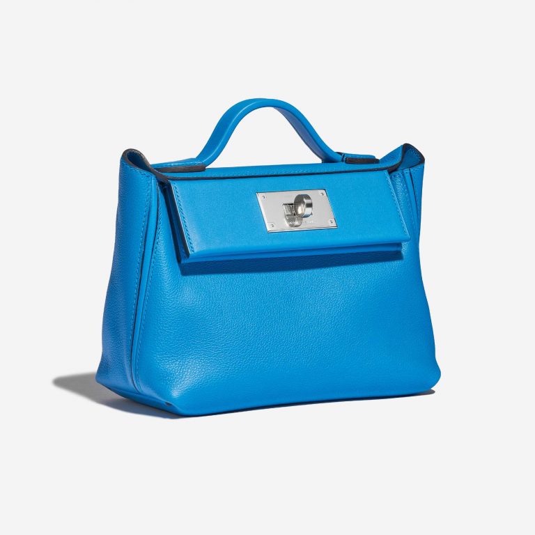 Pre-owned Hermès bag 24/24 21 Evercolor/ Swift Blue Frida Blue Side Front | Sell your designer bag on Saclab.com