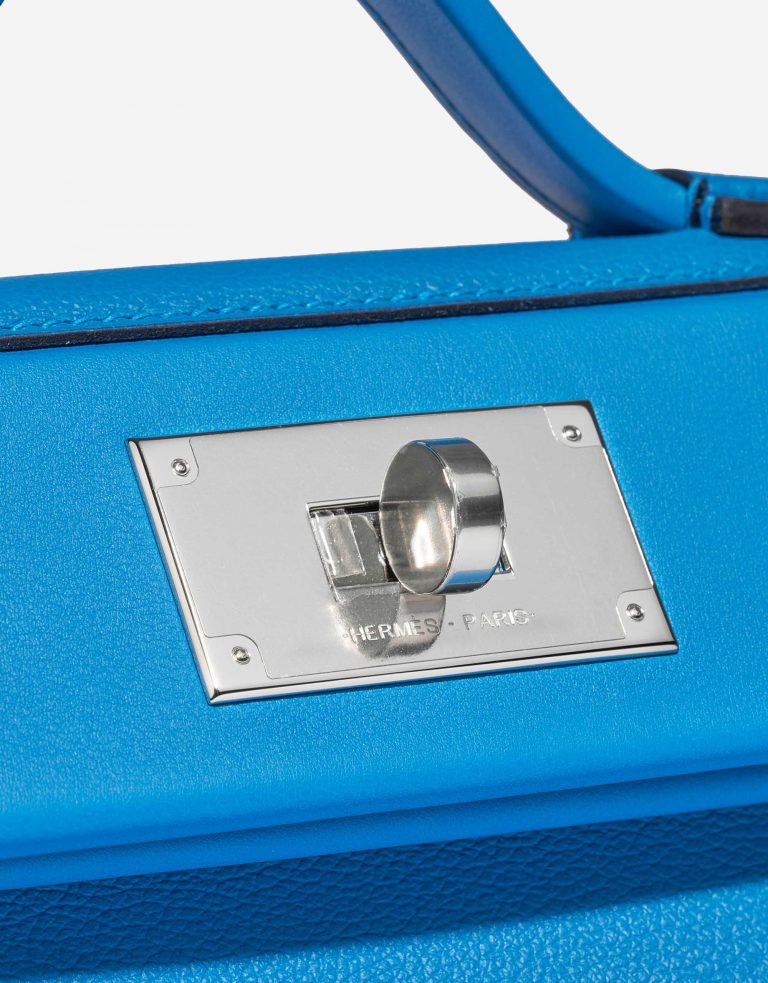 Pre-owned Hermès bag 24/24 21 Evercolor/ Swift Blue Frida Blue Closing System | Sell your designer bag on Saclab.com