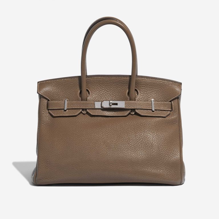Pre-owned Hermès bag Birkin 30 Clemence Etoupe Brown Front | Sell your designer bag on Saclab.com