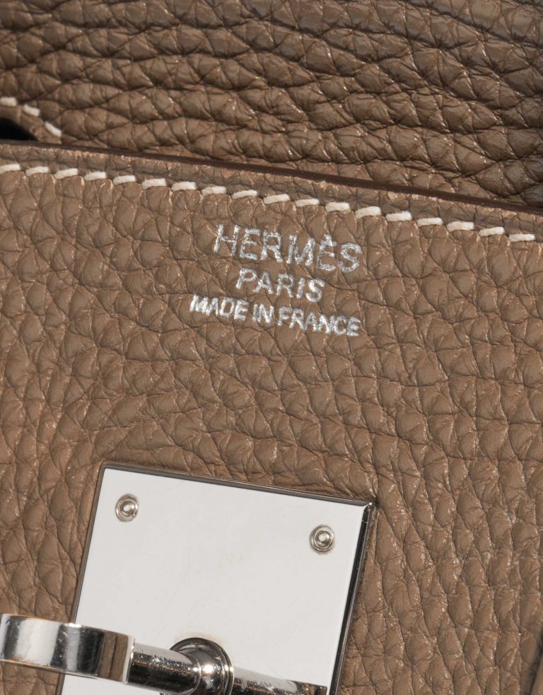 Pre-owned Hermès bag Birkin 30 Clemence Etoupe Brown Logo | Sell your designer bag on Saclab.com