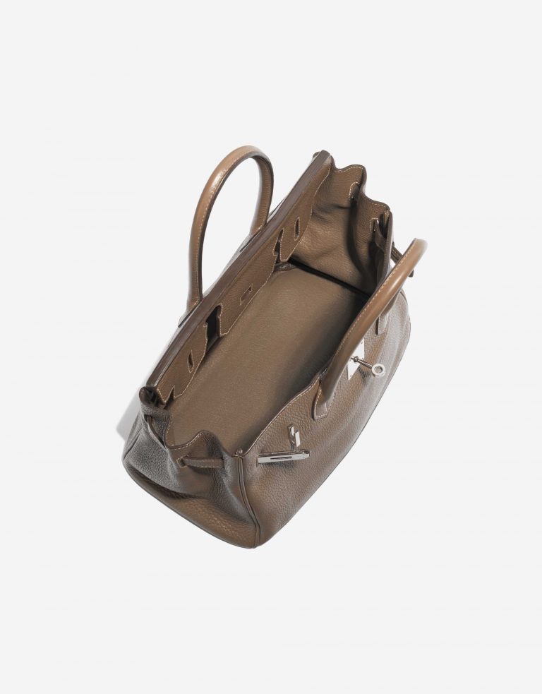 Pre-owned Hermès bag Birkin 30 Clemence Etoupe Brown Inside | Sell your designer bag on Saclab.com