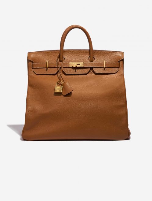 Pre-owned Hermès bag Haut à Courroies 45 Vache Ardennes Gold Brown Front | Sell your designer bag on Saclab.com