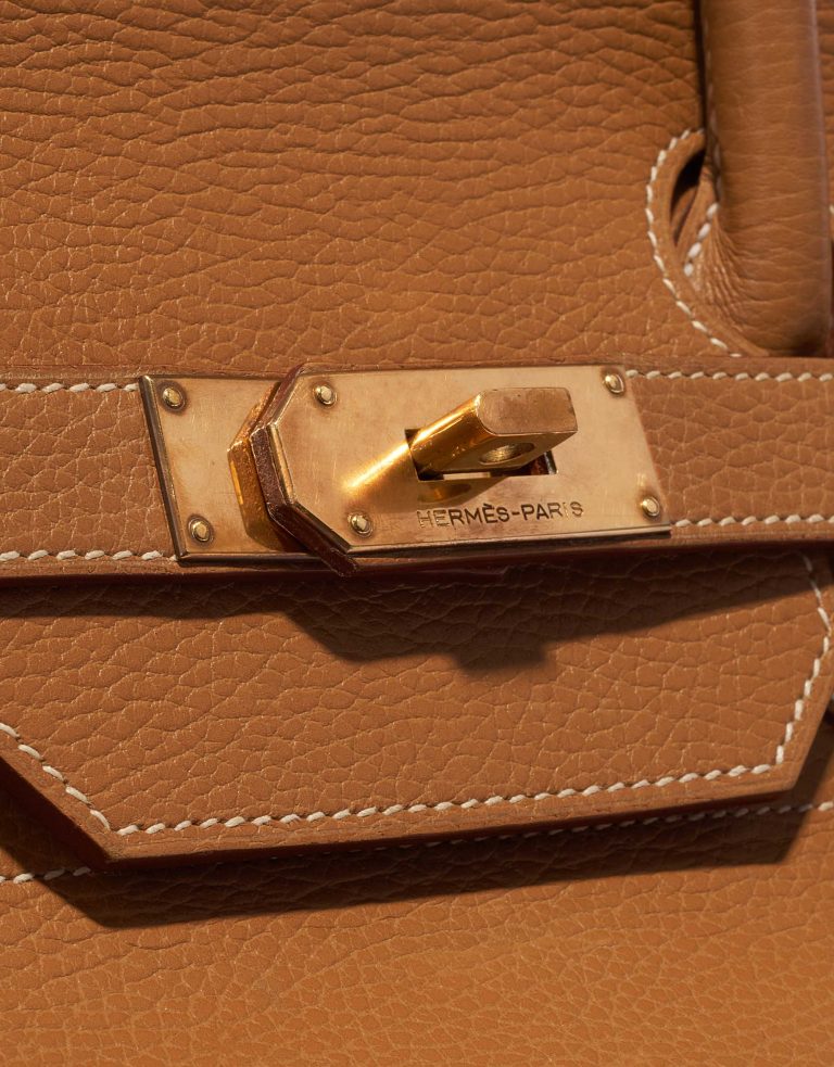 Pre-owned Hermès bag Haut à Courroies 45 Vache Ardennes Gold Brown Closing System | Sell your designer bag on Saclab.com