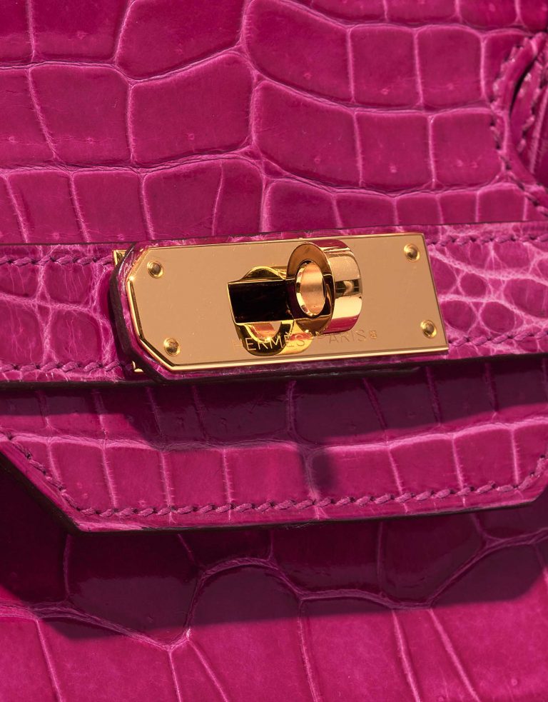 Pre-owned Hermès bag Birkin 35 Porosus Crocodile Rose Scheherazade Pink Closing System | Sell your designer bag on Saclab.com