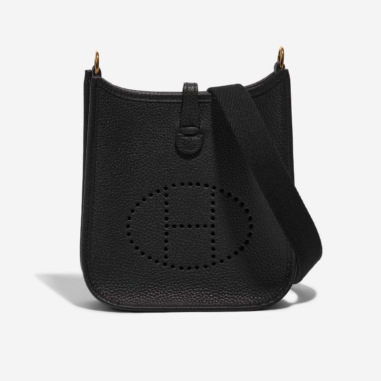 Pre-owned Hermès bag Evelyne 16 Clemence Black Black Front | Sell your designer bag on Saclab.com