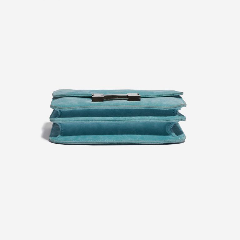 Pre-owned Hermès bag Constance 18 Doblis Suede Blue Atoll Blue Bottom | Sell your designer bag on Saclab.com