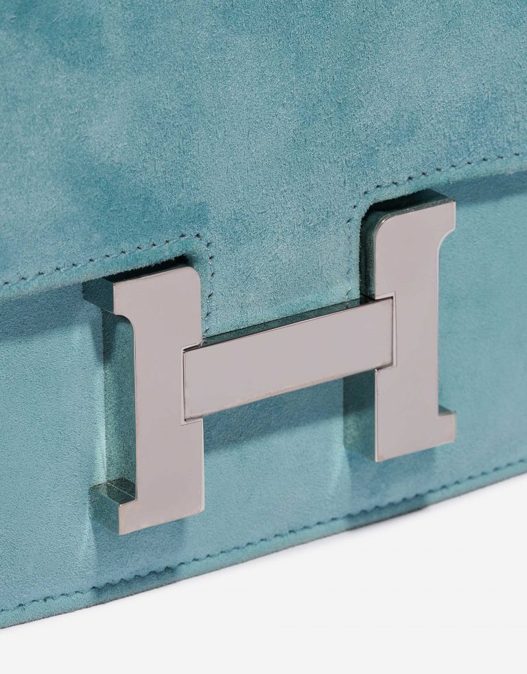 Pre-owned Hermès bag Constance 18 Doblis Suede Blue Atoll Blue Closing System | Sell your designer bag on Saclab.com