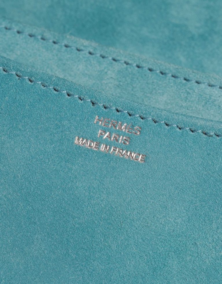 Pre-owned Hermès bag Constance 18 Doblis Suede Blue Atoll Blue Logo | Sell your designer bag on Saclab.com