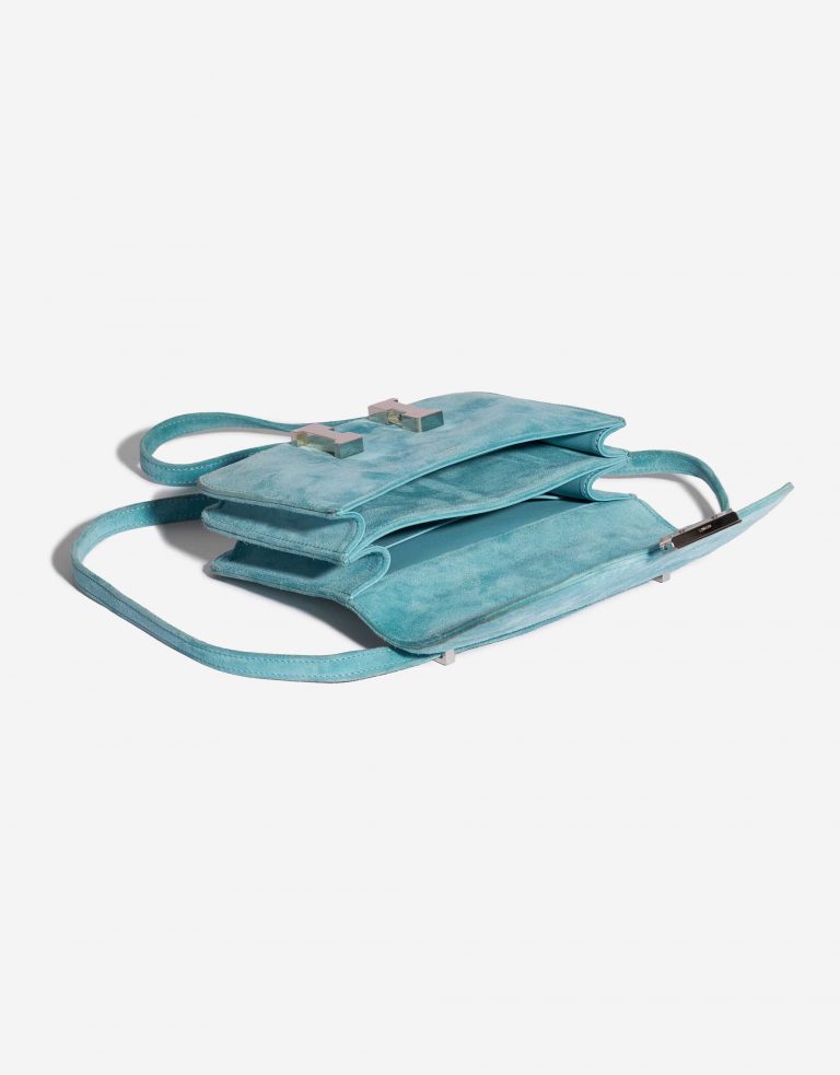 Pre-owned Hermès bag Constance 18 Doblis Suede Blue Atoll Blue Inside | Sell your designer bag on Saclab.com