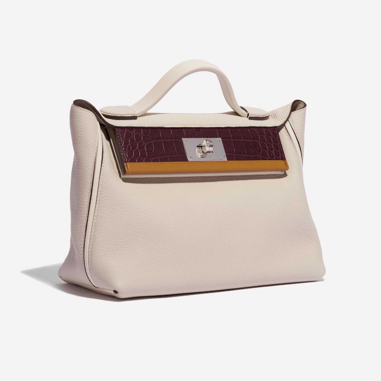 Pre-owned Hermès bag 24/24 29 Togo / Swift / Alligator Craie / Nata / Bordeaux / Sesame Beige, Brown Side Front | Sell your designer bag on Saclab.com