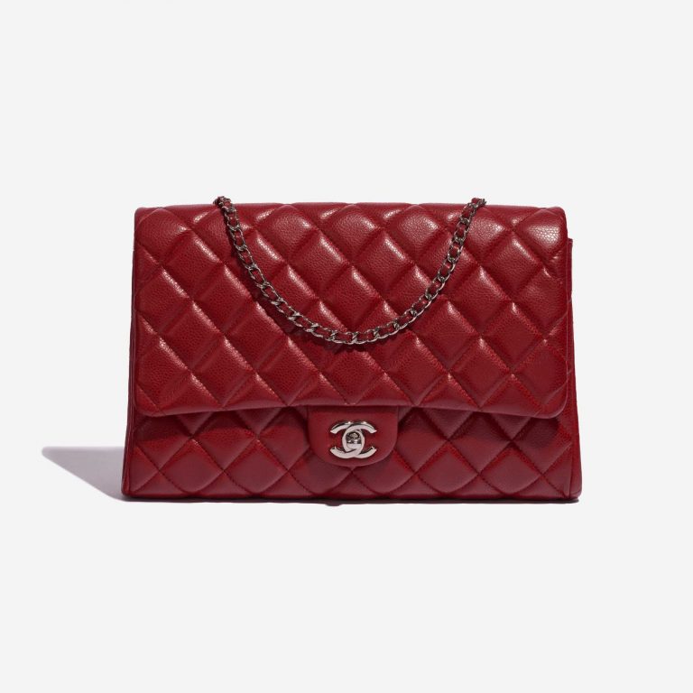 Pre-owned Chanel bag Timeless Single Flap Jumbo Caviar Red Red Front | Sell your designer bag on Saclab.com